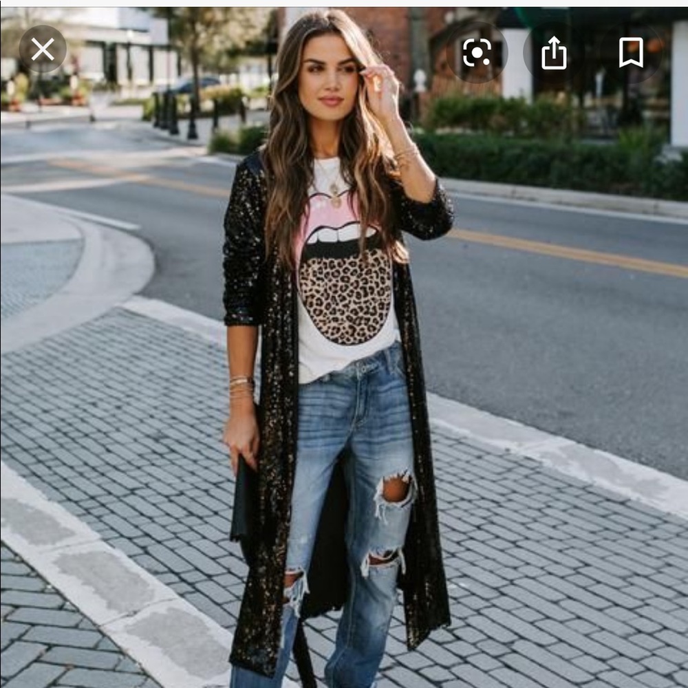 luminosity sequin duster black